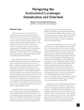 Navigating the institutional landscape: introduction and overview