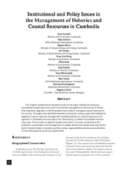 Institutional and policy issues in the management of fisheries and coastal resources in Cambodia Institutional and policy issues in the management of fisheries and coastal resources in Cambodia
