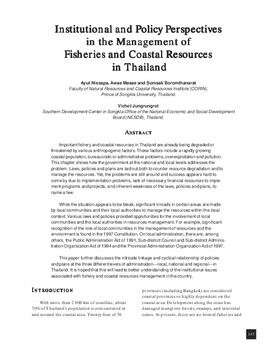 Institutional and policy perspectives in the management of fisheries and coastal resources in Thailand