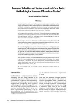 Economic valuation and socioeconomics of coral reefs: methodological issues and three case studies
