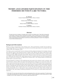 Women and gender participation in the fisheries sector in Lake Victoria