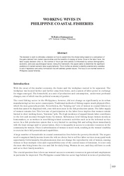 Working wives in Philippine coastal fisheries