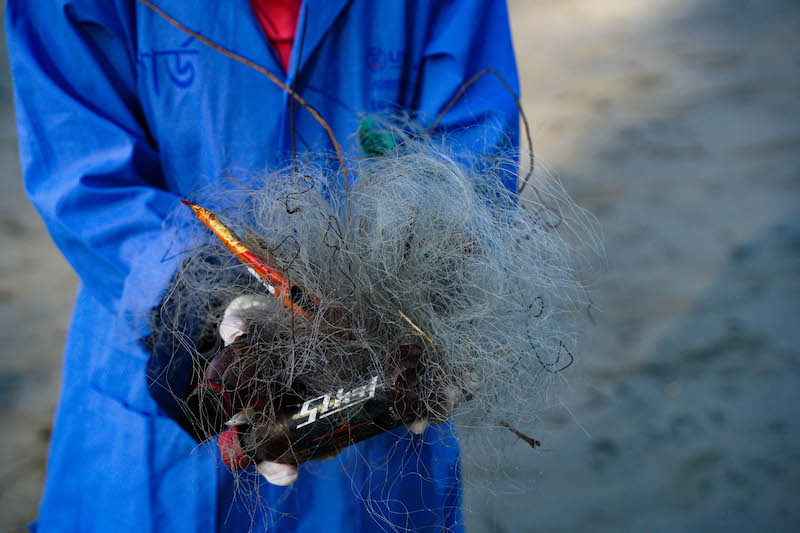 Discarded fishing nets collected by Blue Guards from the beach. Photo by Md. Asaduzzaman. 