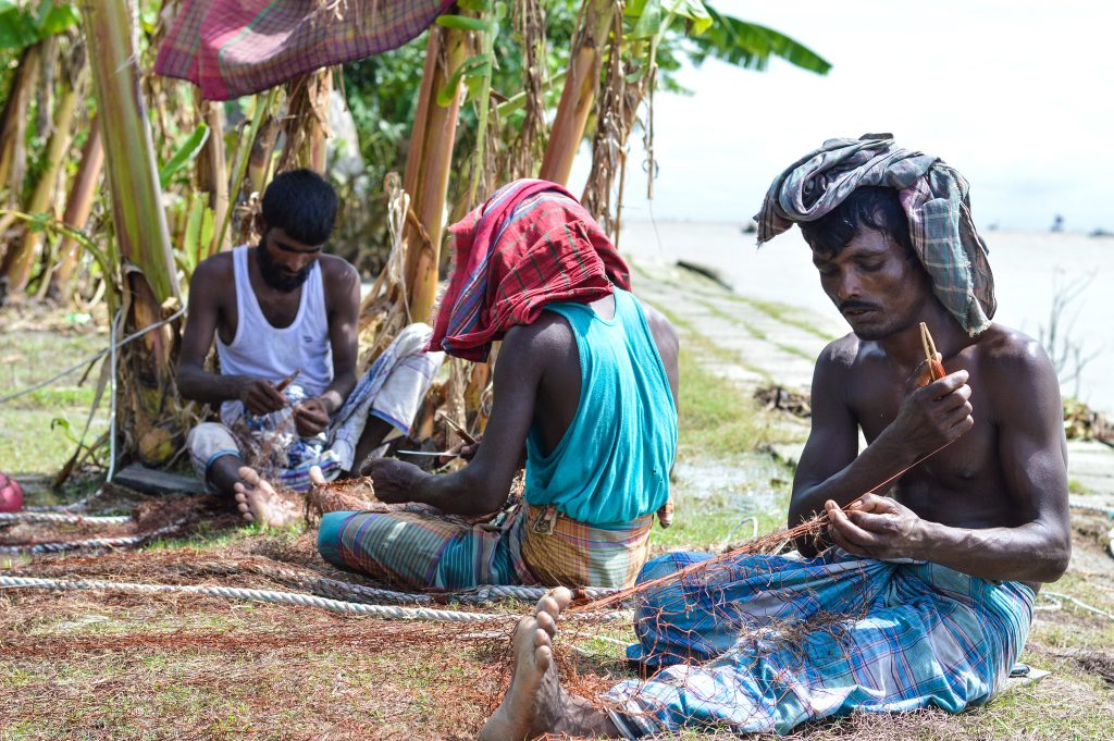 Making hilsa nets, Bangladesh
