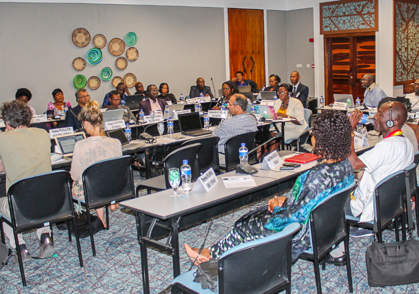 Participants à l'atelier panafricain sur le renforcement des structures organisationnelles des acteurs non étatiques pour la pêche artisanale durable en Afrique, tenu du 10 au 12 juillet 2019 à Kasene (Botswana).