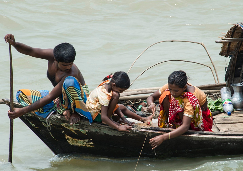 A family fish in Chandpur, Bangladesh.