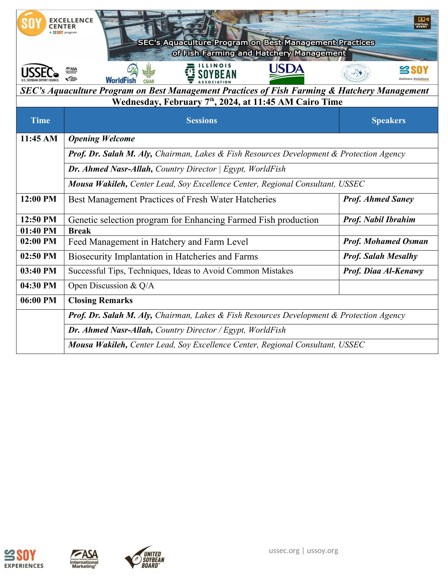 SEC Training Program: SEC’s Aquaculture Program on Best Management Practices of Fish Farming & Hatchery Management