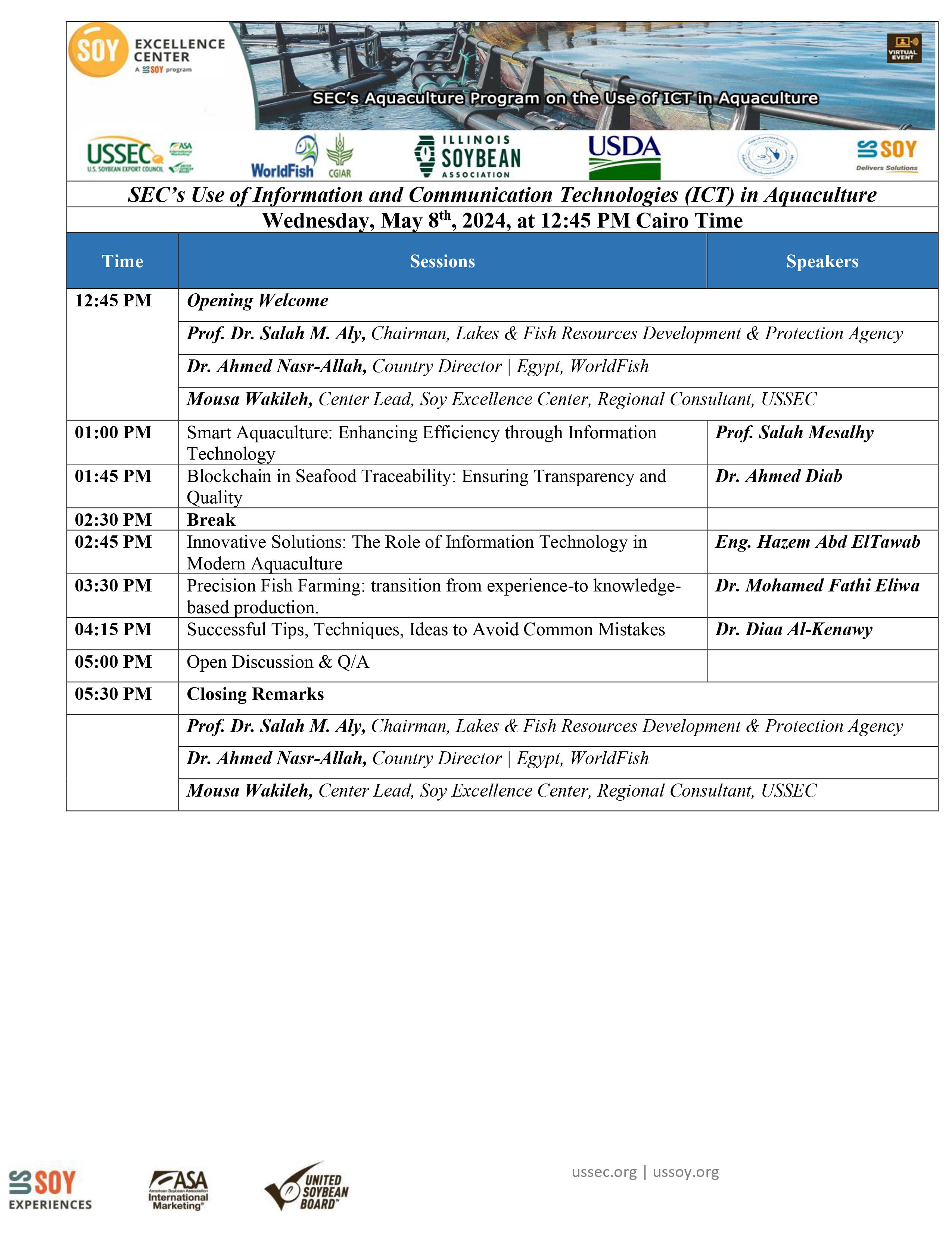 SEC Training Program: SEC’s Use of Information and Communication Technologies (ICT) in Aquaculture