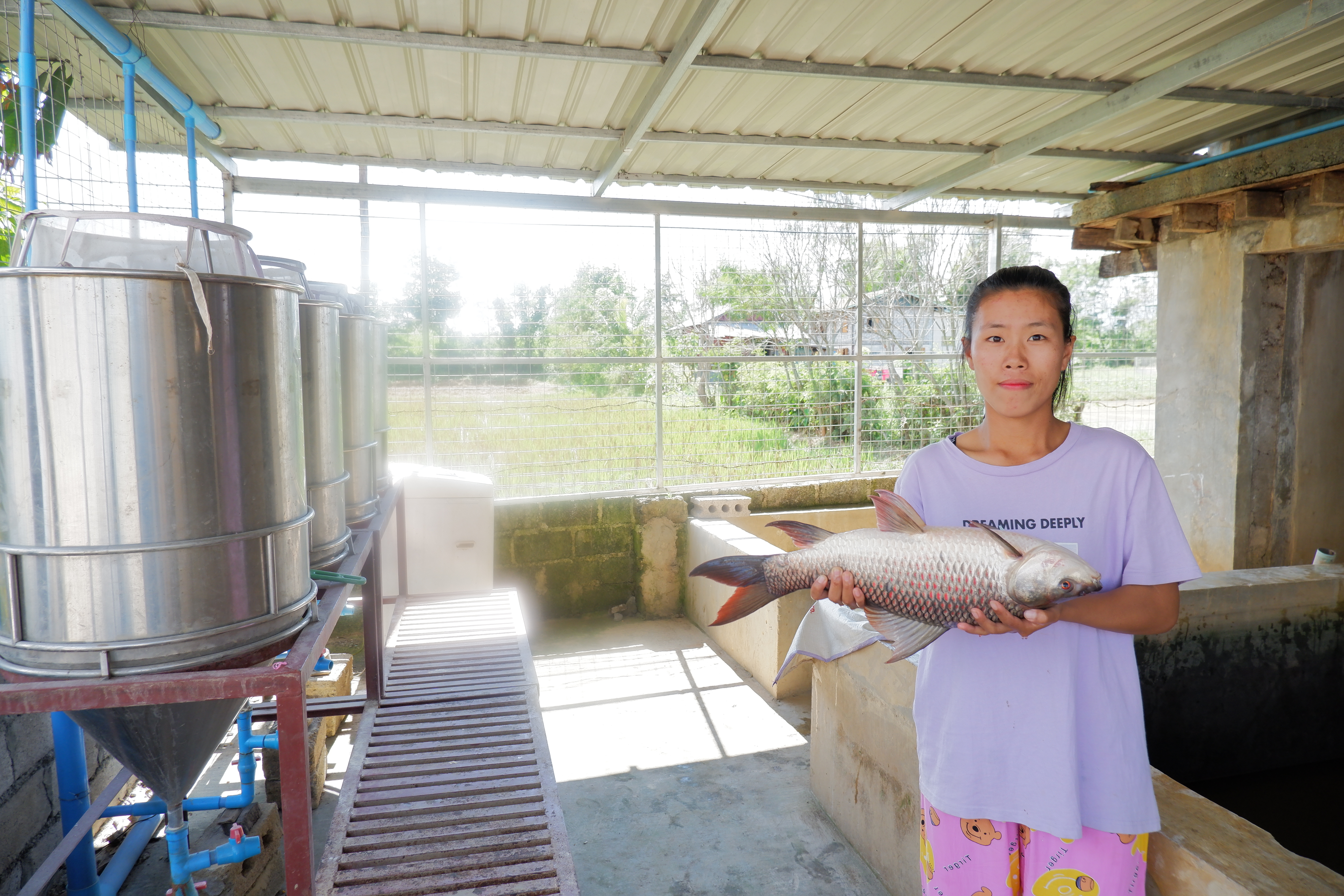 Besides running the hatchery business, Nan Win Htwe has now diversified her family business to include producing aquatic foods for consumption and additional income for her family