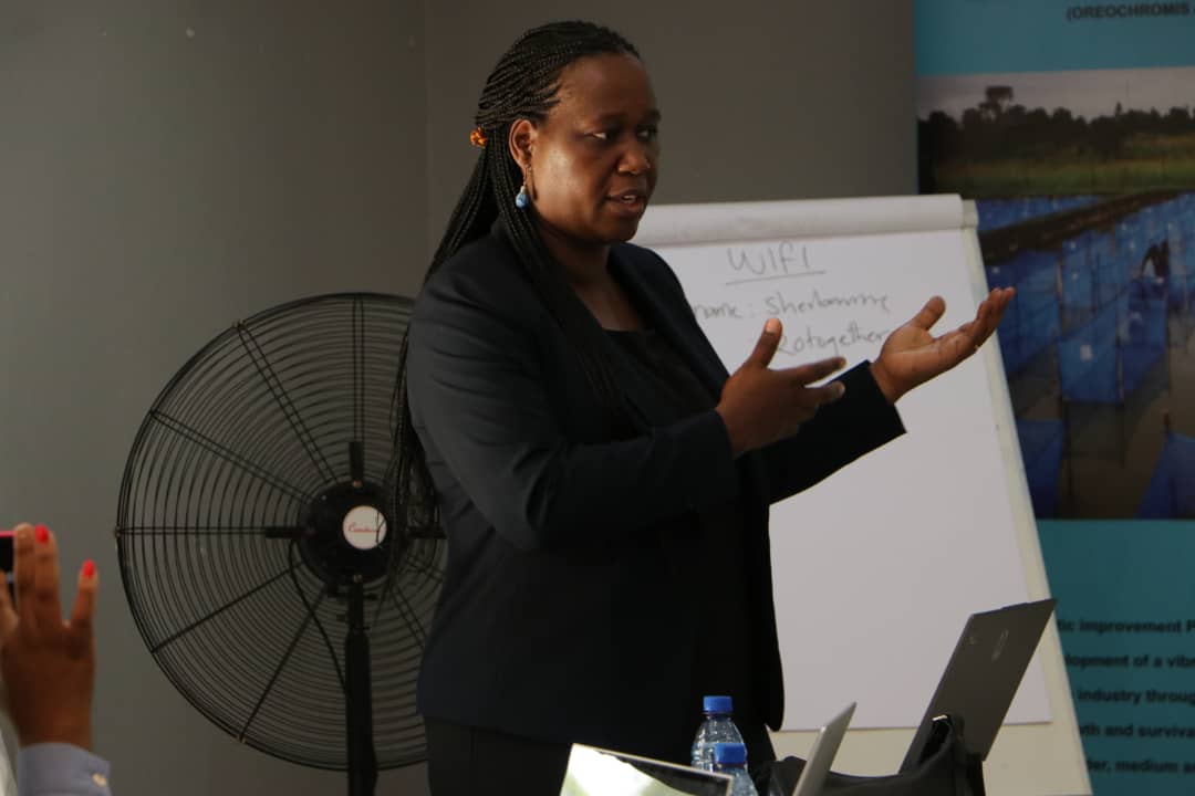 Rose Basiita presenting at the training