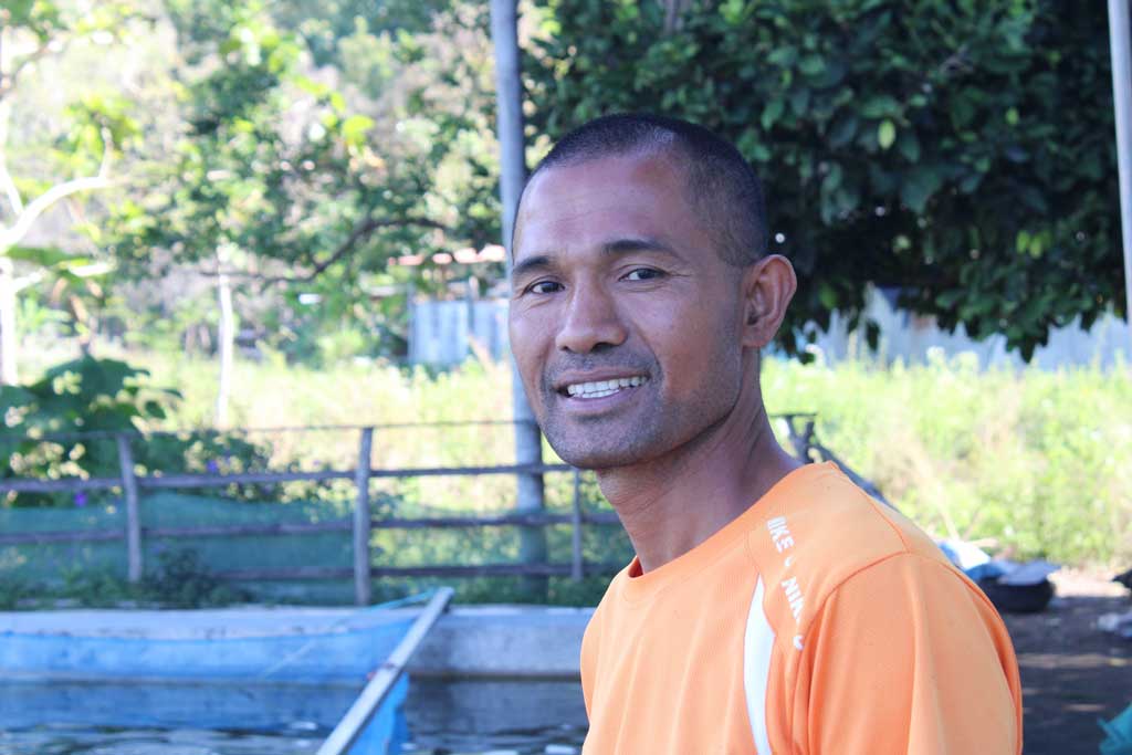 Abrio Pereira has been farming genetically improved farmed tilapia since 2018. Photo by Carlos Alves Almeida.