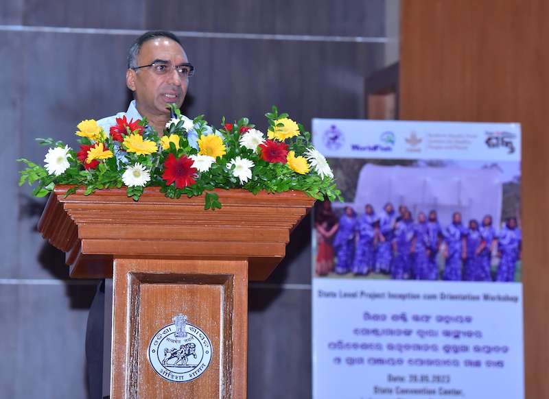 Suresh Kumar Vashishth emphasized the importance of expanding the collaboration to more districts with a focus on dried fish value addition. Photo: WorldFish 