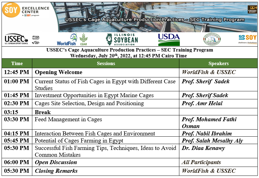 SEC Training Program: USSEC’s cage aquaculture production practices 