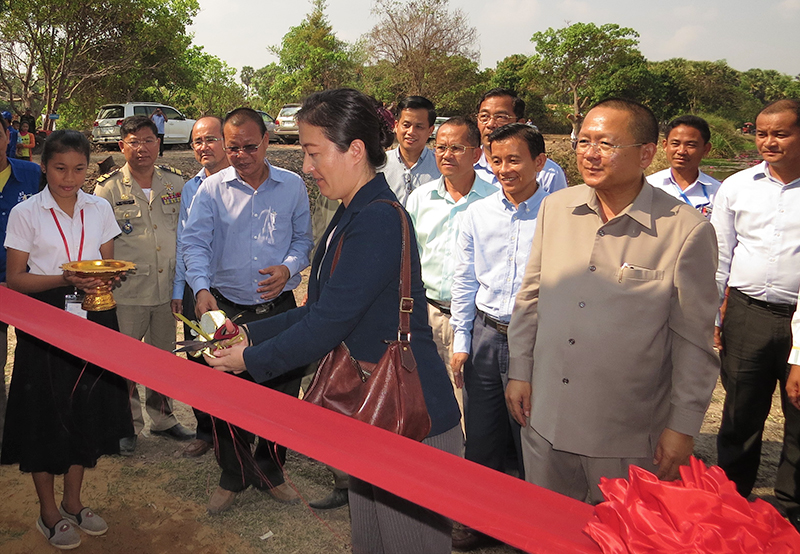Yumiko marking opening of new project drinking water station in Kampong Thom Cambodia, 2019