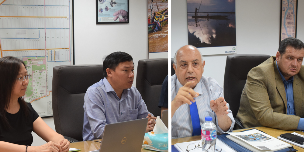 Nhuong Tran, Senior Scientist (Applied Economist), Sustainable Aquatic Food Systems, WorldFish, and Chin Yee Chan, Scientist, Sustainable Aquatic Food Systems, WorldFish while presenting the foresight modeling to the participants of the technical workshop on foresight modeling of Egypt, WorldFish, Abbassa, Abu-Hammad, Sharqia, Egypt.