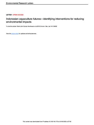 Indonesian aquaculture futures — identifying interventions for reducing environmental impacts