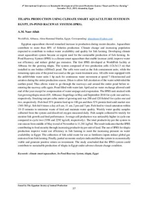 Tilapia production using climate smart aquaculture system in Egypt, In-Pond Raceway System (IPRS)