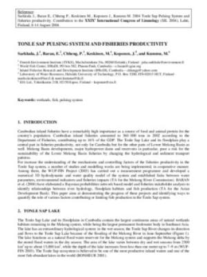 Tonle Sap pulsing system and fisheries productivity
