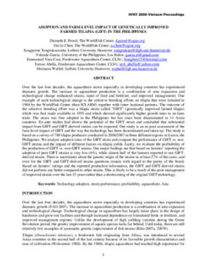 Adoption and farm-level impact of genetically improved farmed tilapia (GIFT) in the Philippines