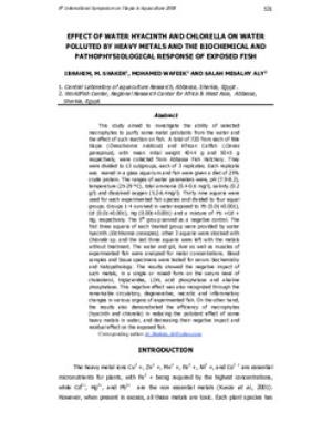 Effect of water hyacinth and chlorella on water polluted by heavy metals and the biochemical and pathophysiological response of exposed fish