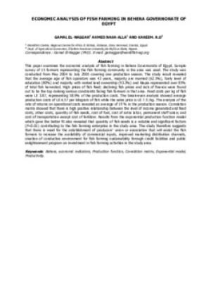 Economic analysis of fish farming in Behera governorate of Egypt