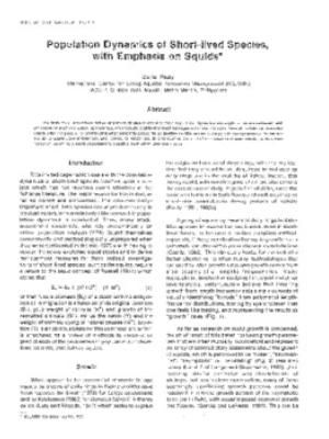 Population dynamics of shortlived species with emphasis on squids