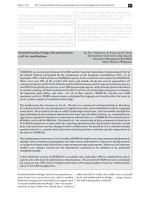 On traditional knowledge, fish and databases: a call for contributions