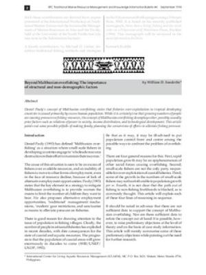 Beyond Malthusian overfishing: the importance of structural and non-demographic factors