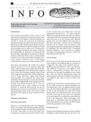 Spawning and early larval rearing of Holothuria atra
