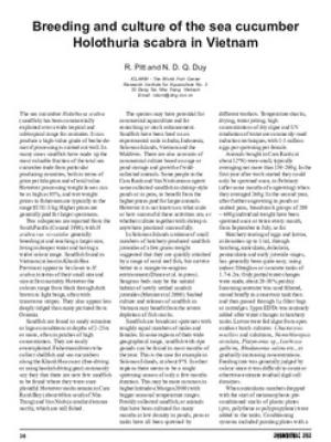 Breeding and culture of the sea cucumber Holothuria scabra in Vietnam