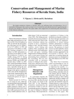 Conservation and management of marine fishery resources of Kerala State, India