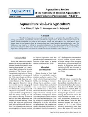 Aquaculture vis-a-vis agriculture