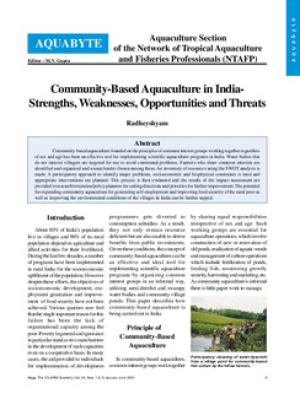 Community-based aquaculture in India- strengths, weaknesses, opportunities and threats