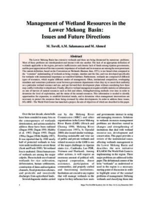 Management of wetland resources in the lower Mekong Basin: issues and future directions
