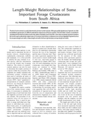 Length-weight relationships for some important forage crustaceans from South Africa
