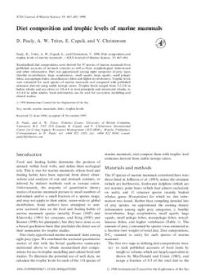 Diet composition and trophic levels of marine mammals