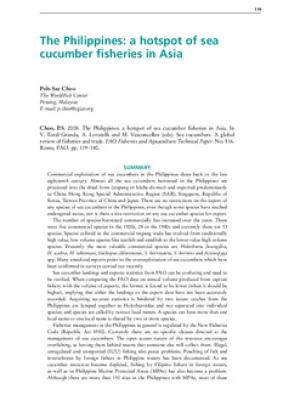 The Philippines: a hotspot of sea cucumber fisheries in Asia