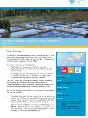 Partnership for Aquaculture Development in Timor-Leste (PADTL). Project brief July 2018 to August 2019