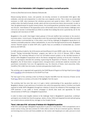 Blog Post: Production without medicalisation: AMR in Bangladesh's aquaculture, a one-health perspective