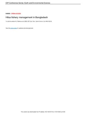 Hilsa fishery management in Bangladesh