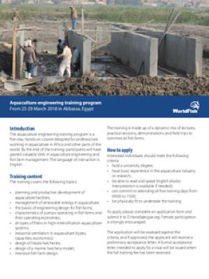 Aquaculture engineering training program. From 25-29 March 2018 in Abbassa, Egypt