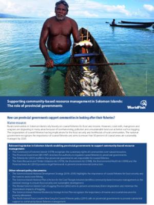 Supporting community-based resource management in Solomon Islands: The role of provincial governments