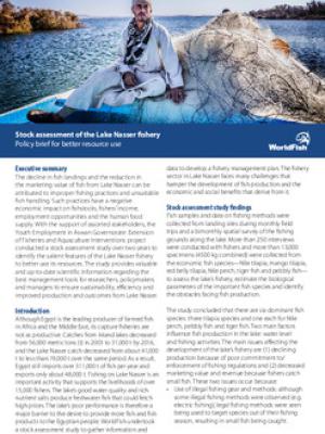 Stock assessment of the Lake Nasser fishery: Policy brief for better resource use