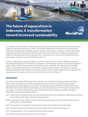 The future of aquaculture in Indonesia: A transformation toward increased sustainability
