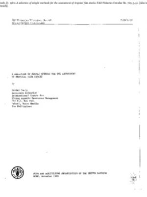 A selection of simple methods for the assessment of tropical fish stocks
