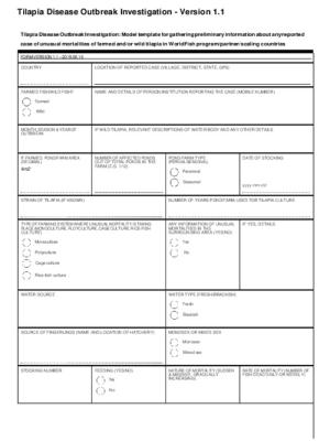 Tilapia Disease Outbreak Investigation: reporting template
