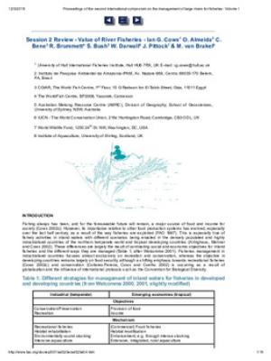 Value of river fisheries