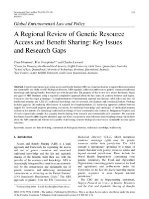 A Regional Review of Genetic Resource Access and Benefit Sharing: Key Issues and Research Gaps