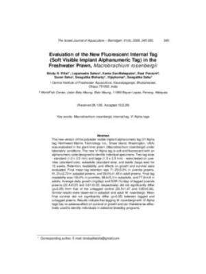 Evaluation of the new fluorescent internal tag (soft visible implant alphanumeric tag) in the freshwater prawn, Macrobrachium rosenbergii
