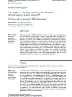 Can water productivity metrics guide allocation of freshwater to inland fisheries?